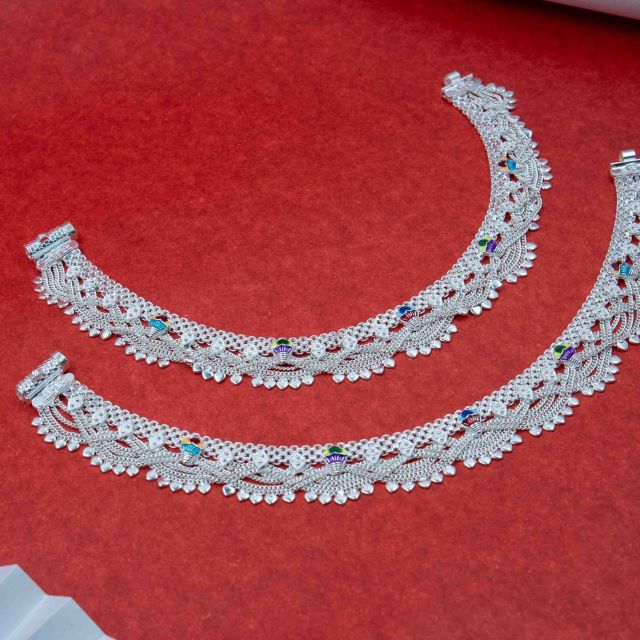 Radiant Silver Filigree Anklets